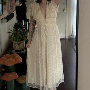 Lulu's Cream Maxi Dress with Polka Dots